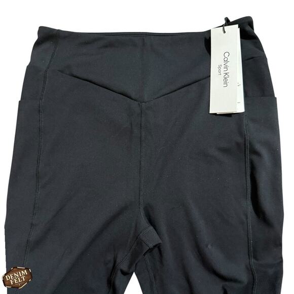 Calvin Klein Sport Performance High-Waist Leggings Black w/Pockets & Logo NEW!! - Picture 5 of 12